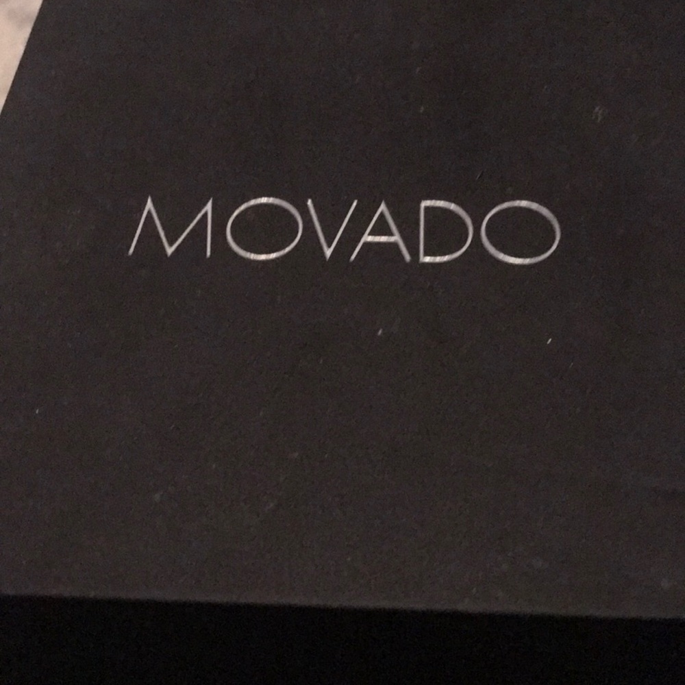 Movado watch 38 mm band smooth black leather strap - Picture 5 of 6